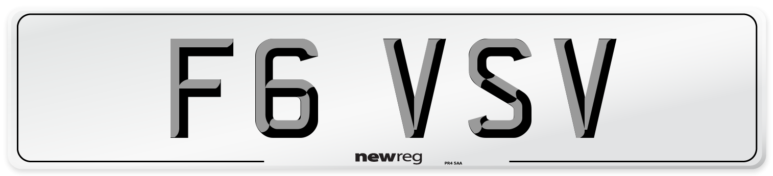 F6 VSV Number Plate from New Reg